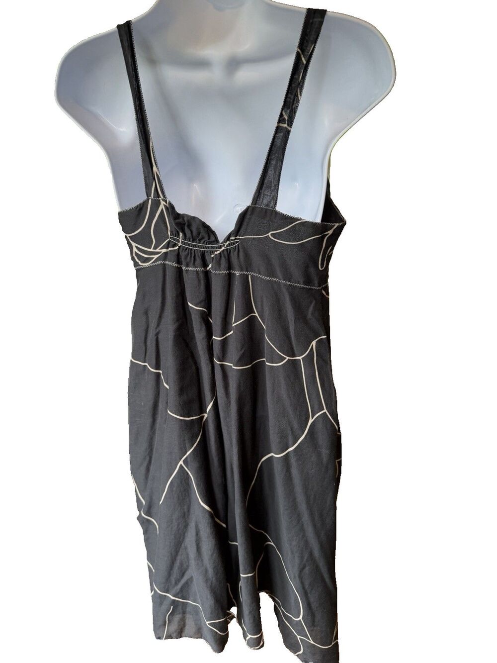 Max Studio Dress Size M Cotton & Silk Black Floral Motif Lined Handkerchief Hem - Picture 2 of 14